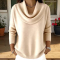 Cowl Neck Knit Sweater, Women's Soft Pullover Top