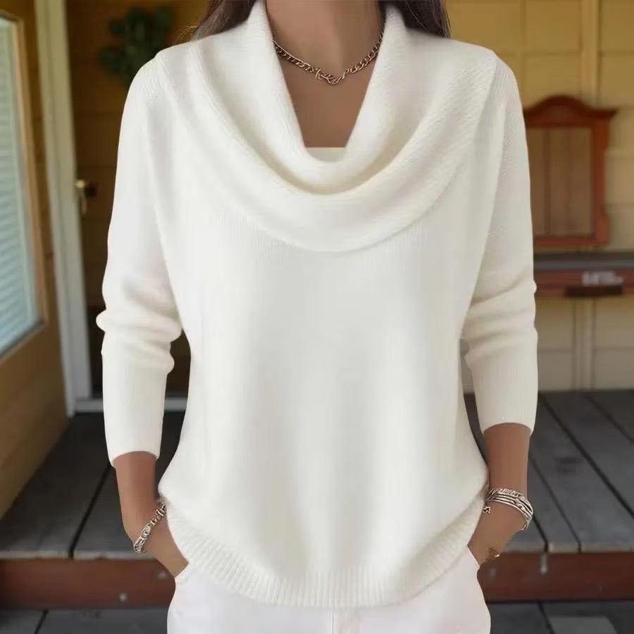 Cowl Neck Knit Sweater, Women's Soft Pullover Top