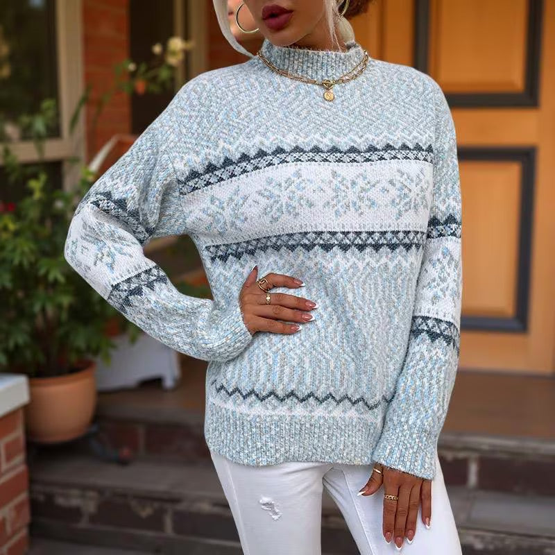 Snowflake Fair Isle Sweater, Women’s Christmas Winter Knit Pullover