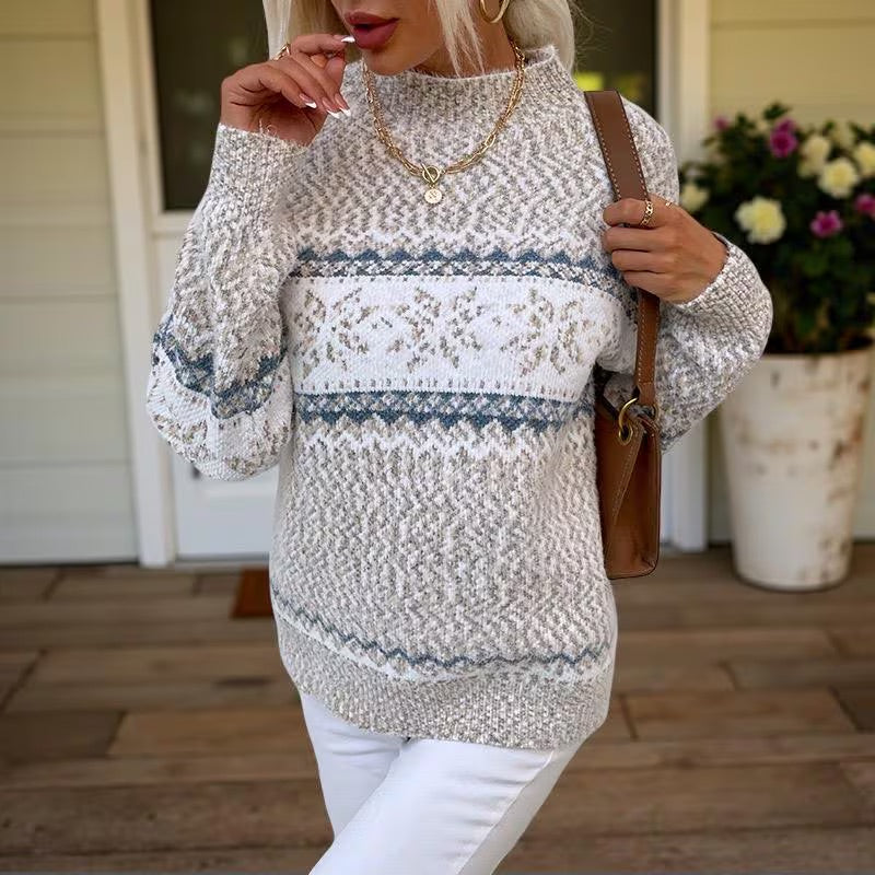 Snowflake Fair Isle Sweater, Women’s Christmas Winter Knit Pullover