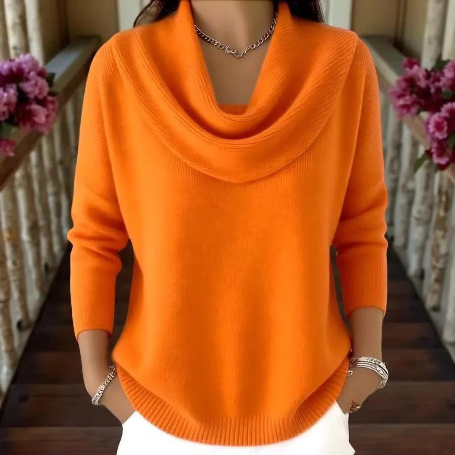Cowl Neck Knit Sweater, Women's Soft Pullover Top