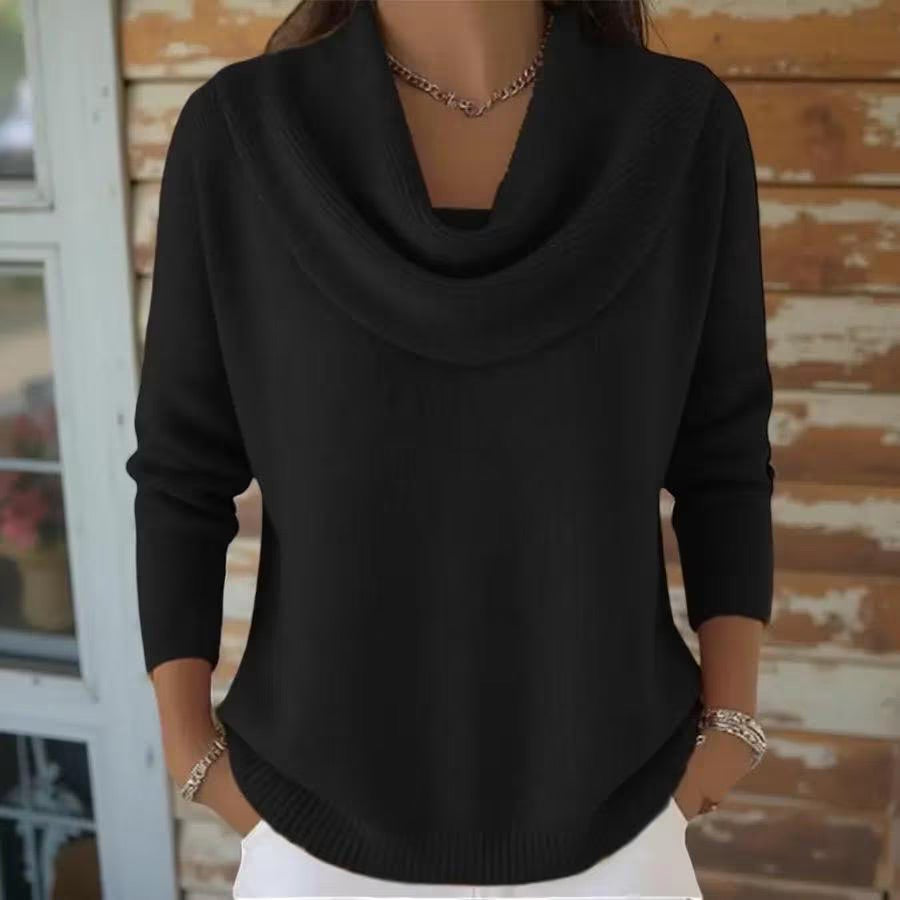 Cowl Neck Knit Sweater, Women's Soft Pullover Top